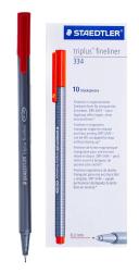 Staedtler 334 Triplus Fineliner Pen 0.3mm Red - 10 Pack
