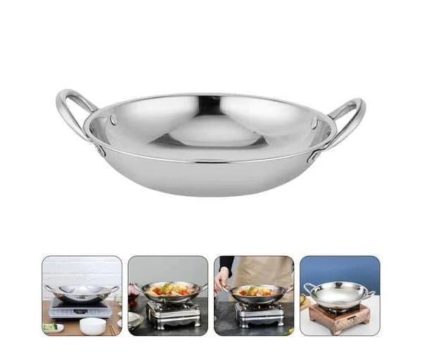 Stainless Steel Chinese Wok Pan Kitchen Cooking Pan Household Kitchenware