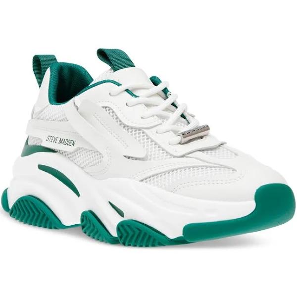 Steve Madden Women's Possession Chunky Lace-Up Sneakers White/Green