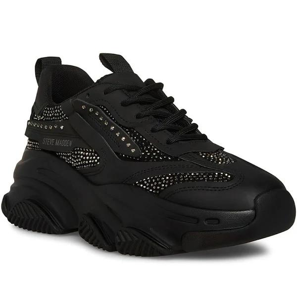 Steve Madden Women's Possession-R Sneakers, Black, Size 8