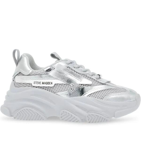 Steve Madden Women's Possession Sneakers, Silver, Size 9
