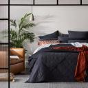 Stonewashed Cotton Coal Quilted Coverlet Separates - Super King