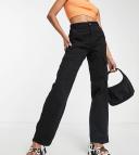 Stradivarius Petite straight leg cargo pants in black