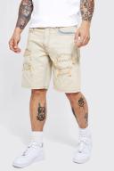 Straight Rigid Bleached Ripped Denim Shorts