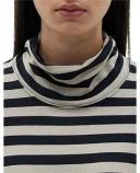 Stripe Funnel Neck Long Sleeve Shirt - M - Black/Oatmeal - Bassike