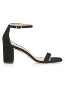 Stuart Weitzman 75mm Nudist Curve Block Sandals | Black | Size 6 | Shopbop
