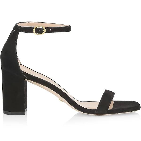 Stuart Weitzman 75mm Nudist Curve Block Sandals | Black | Size 6 | Shopbop