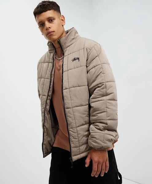 Stussy Men's Square Puffa Jacket Stone, Size 2XL