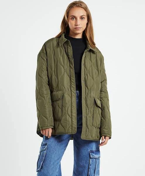 Subtitled Womens Dixon Ripstop Quilted Jacket Olive Green Size XL