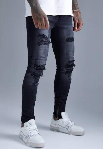 Super Skinny All Over Rip and Repair Jeans