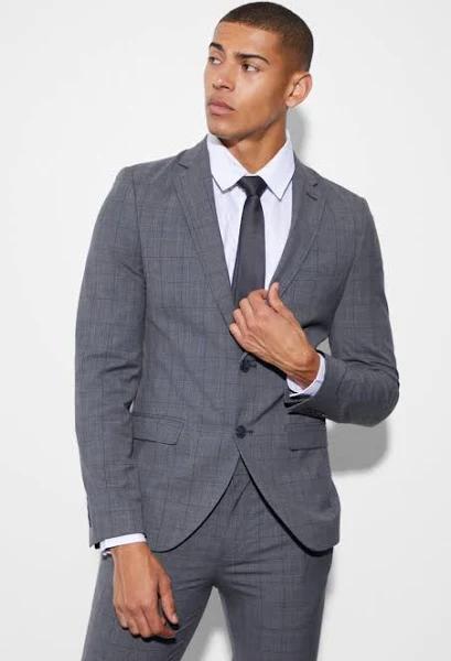 Super Skinny Single Breast Check Suit Jacket
