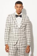 Super Skinny Single Breast Check Suit Jacket