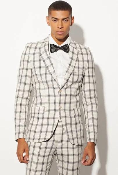 Super Skinny Single Breast Check Suit Jacket