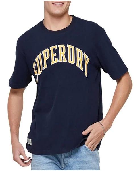Superdry Varsity Embroidered Tee in Deep Navy XXXL
