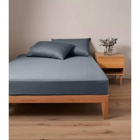 Supima 400 Thread Count Cotton Fitted Sheet | Blue | Double Bed
