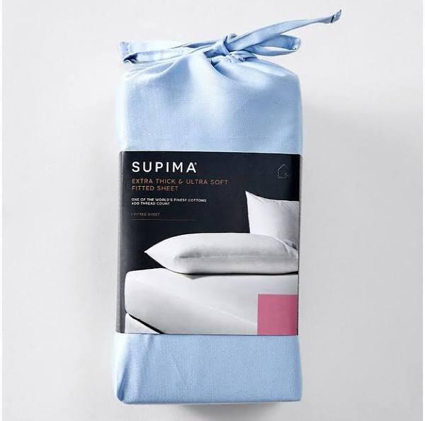 Supima 400 Thread Count Cotton Fitted Sheet | Blue | Queen Bed