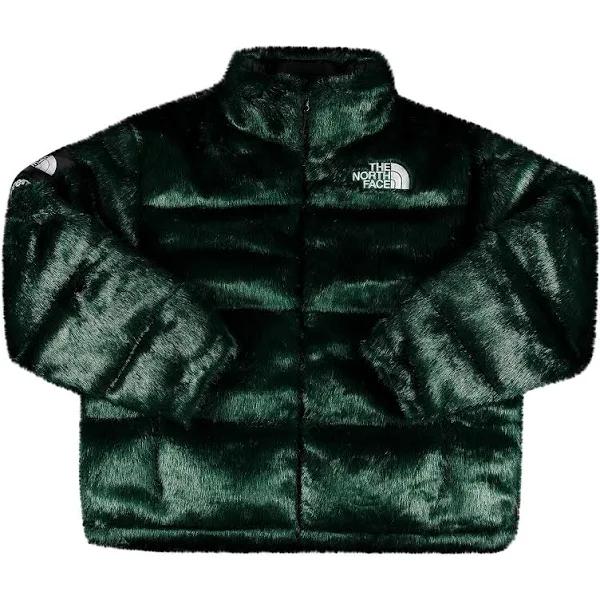 Supreme The North Face Faux Fur Nuptse Jacket Green