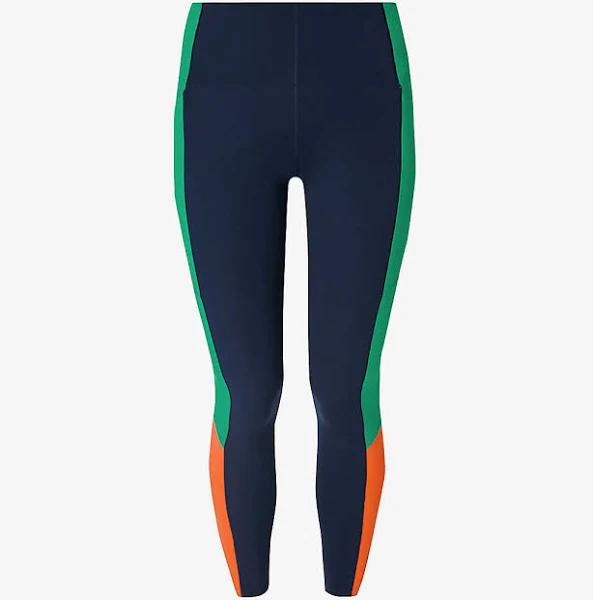 Sweaty Betty Power Color Blocked High Waist 7/8 Leggings Navy Blue