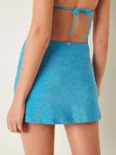 Swim Shimmer Cover-Up Mini Skirt, Blue, XL - Women's Bikini Bottoms - Pink