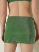 Swim Shimmer Cover-Up Mini Skirt, Green, S - Women's Bikini Bottoms - Pink