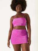 Swim Shimmer Cover-Up Mini Skirt, Purple, M - Women's Bikini Bottoms - Pink