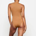 Swim Zip Front Sleeveless One Piece | almond