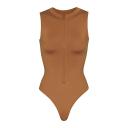 Swim Zip Front Sleeveless One Piece | almond