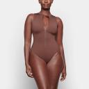 Swim Zip Front Sleeveless One Piece | Cocoa