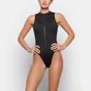 Swim Zip Front Sleeveless One Piece | Onyx