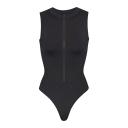 Swim Zip Front Sleeveless One Piece | Onyx