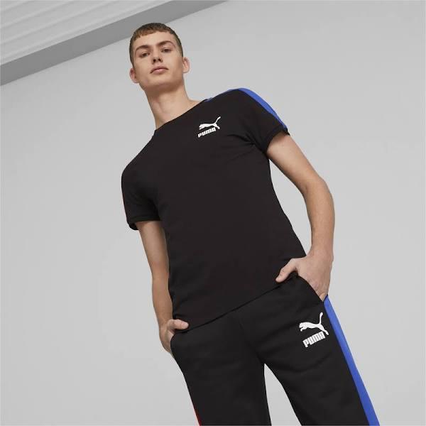 T7 Iconic Men's T-Shirt in Black/Royal Sapphire, Size 2XL, Cotton/Polyester by Puma