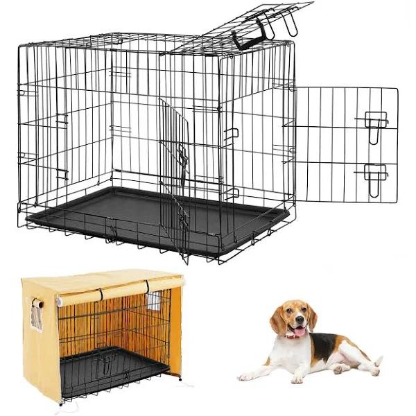 Taily Pet Crate Metal Dog Cage & Cover 48" Inch