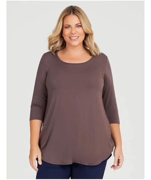 Taking Shape Bamboo Base 3/4 Sleeve Top Brown 18