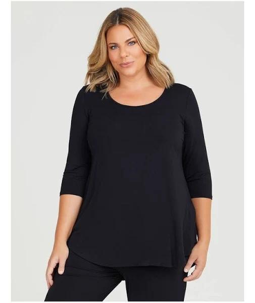 Taking Shape Bamboo Base 3/4 Sleeve Top in Black 20