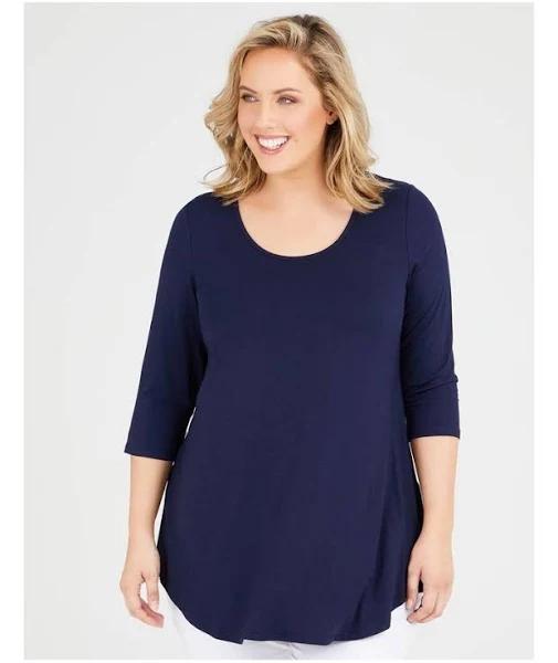 Taking Shape Bamboo Base 3/4 Sleeve Top Indigo 24