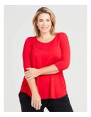 Taking Shape Bamboo Base 3/4 Sleeve Top Red 22