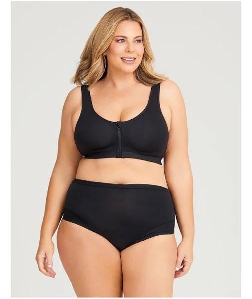 Taking Shape Cotton Front Opening Zip Bra in Black 24 E
