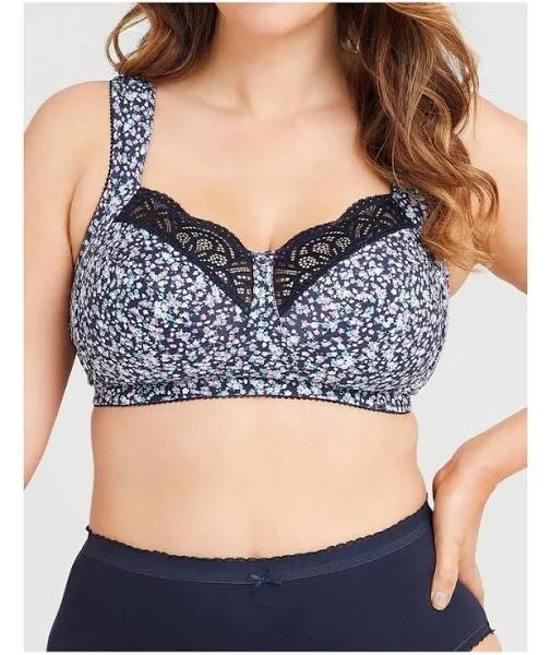 Taking Shape Wirefree Cotton Comfort Bra in Floral Print Assorted 24E