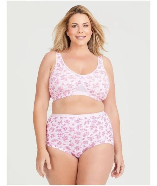 Taking Shape Wirefree Cotton Comfort Bra in Pink Multi Assorted 22 F