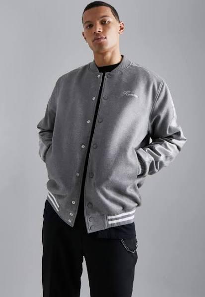 Tall Faux Suede Bomber With Chunky Rib
