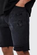 Tall Relaxed Fit Rigid Multi Rip Denim Short