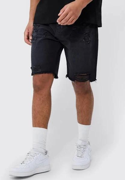 Tall Relaxed Fit Rigid Multi Rip Denim Short