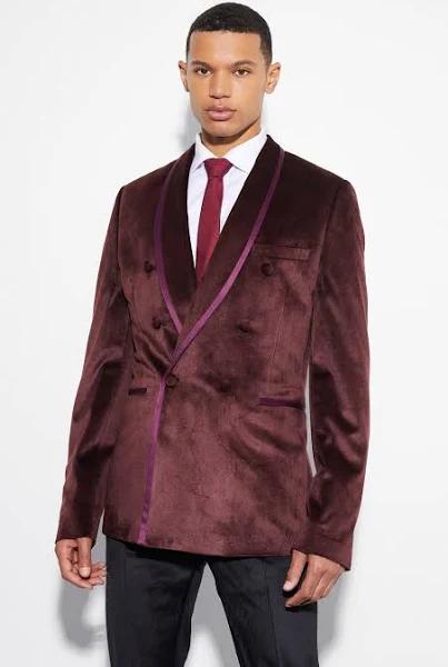 Tall Skinny Double Breasted Velour Blazer