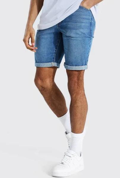 Tall Slim Rigid Denim Shorts With Turn Up