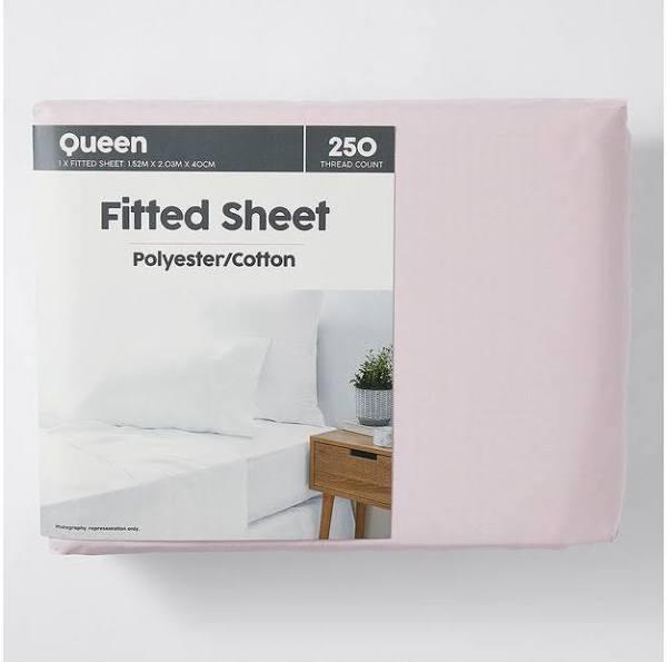 Target 250 Thread Count Polyester Cotton Fitted Sheet | Pink | Double Bed | Cotton/Polyester