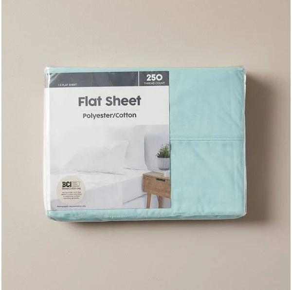 Target 250 Thread Count Polyester Cotton Flat Sheet | Blue | King Bed | Cotton/Polyester