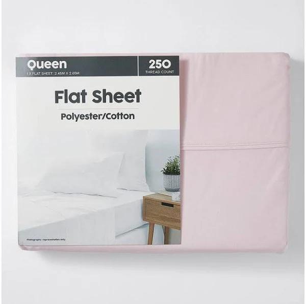 Target 250 Thread Count Polyester Cotton Flat Sheet | Pink | Double Bed | Cotton/Polyester