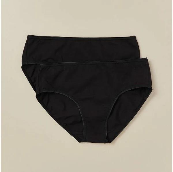 Target Woman 2 Pack Everyday Cotton Midi Briefs; Style LMD30309 | Black | Size 12