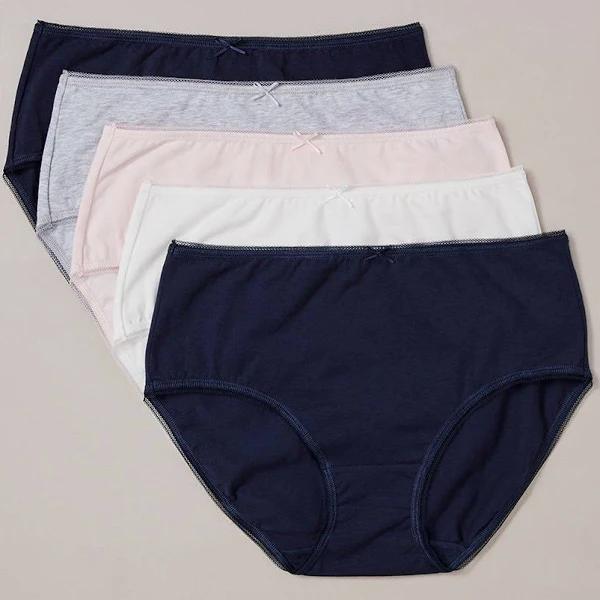 Target Woman 5 Pack Cotton/Elastane Midi Briefs; Style LMD183553 | Blue | Size 16