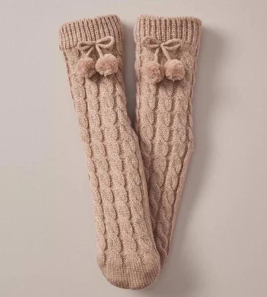 Target Woman Cable Knit Home Socks | Neutral | Size 5-8